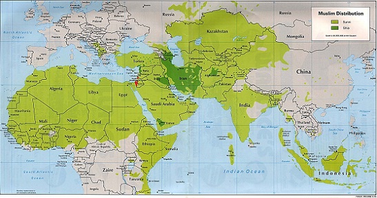 Muslimsk verden i grønt